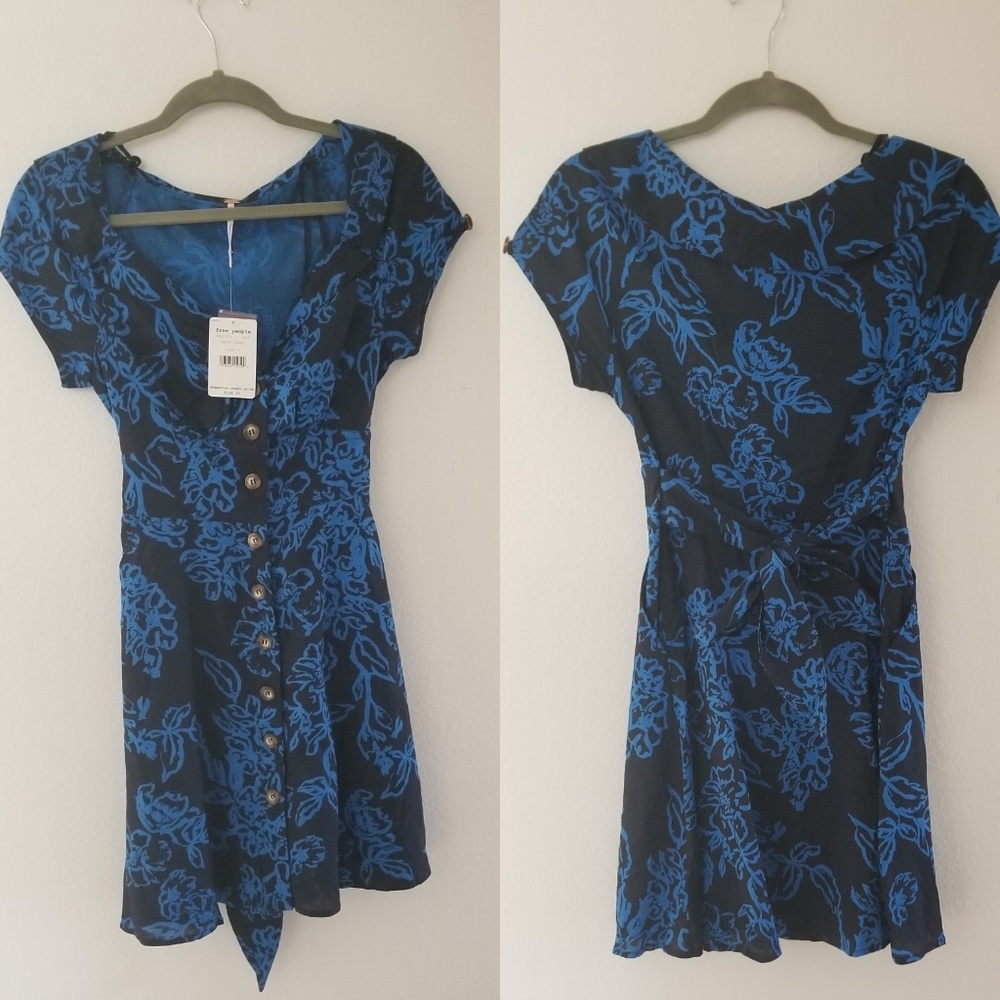 Free People fit flare blue dress size 0